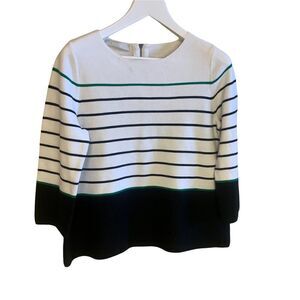 Womens xl black/white stripe sweater with 3/4 sleeves.